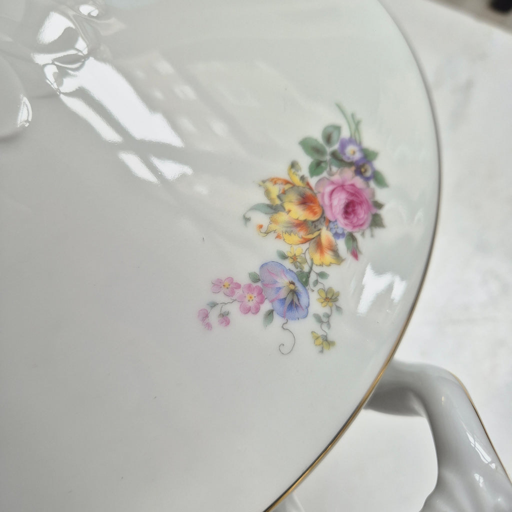 Antike große Rosenthal Empire Terrine Suppenterrine Schüssel mit Deckel Blumenmalerei Porzellan