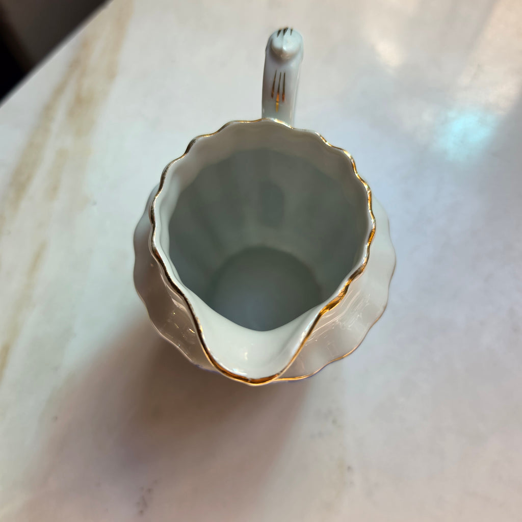 Vintage Porzellan-Milchkännchen „Blau China“ mit Goldrand & Blauem Dekor