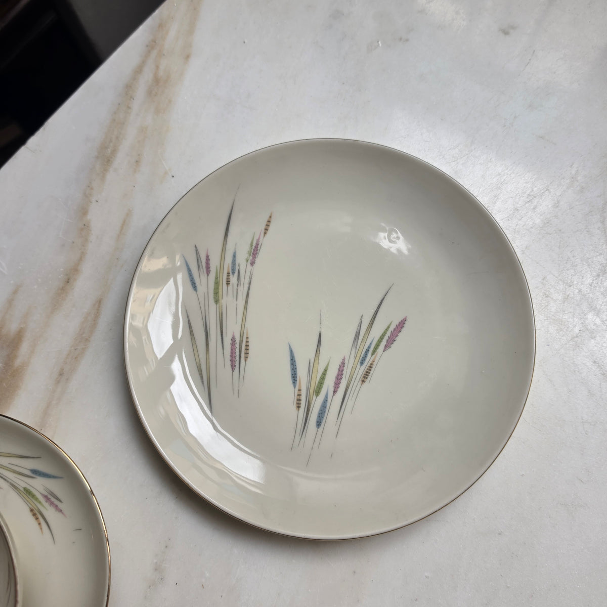 Vintage Porzellan Gedeck 3-teilig – Bareuther Waldsassen Bavaria Mid-Century Ähren-Motiv