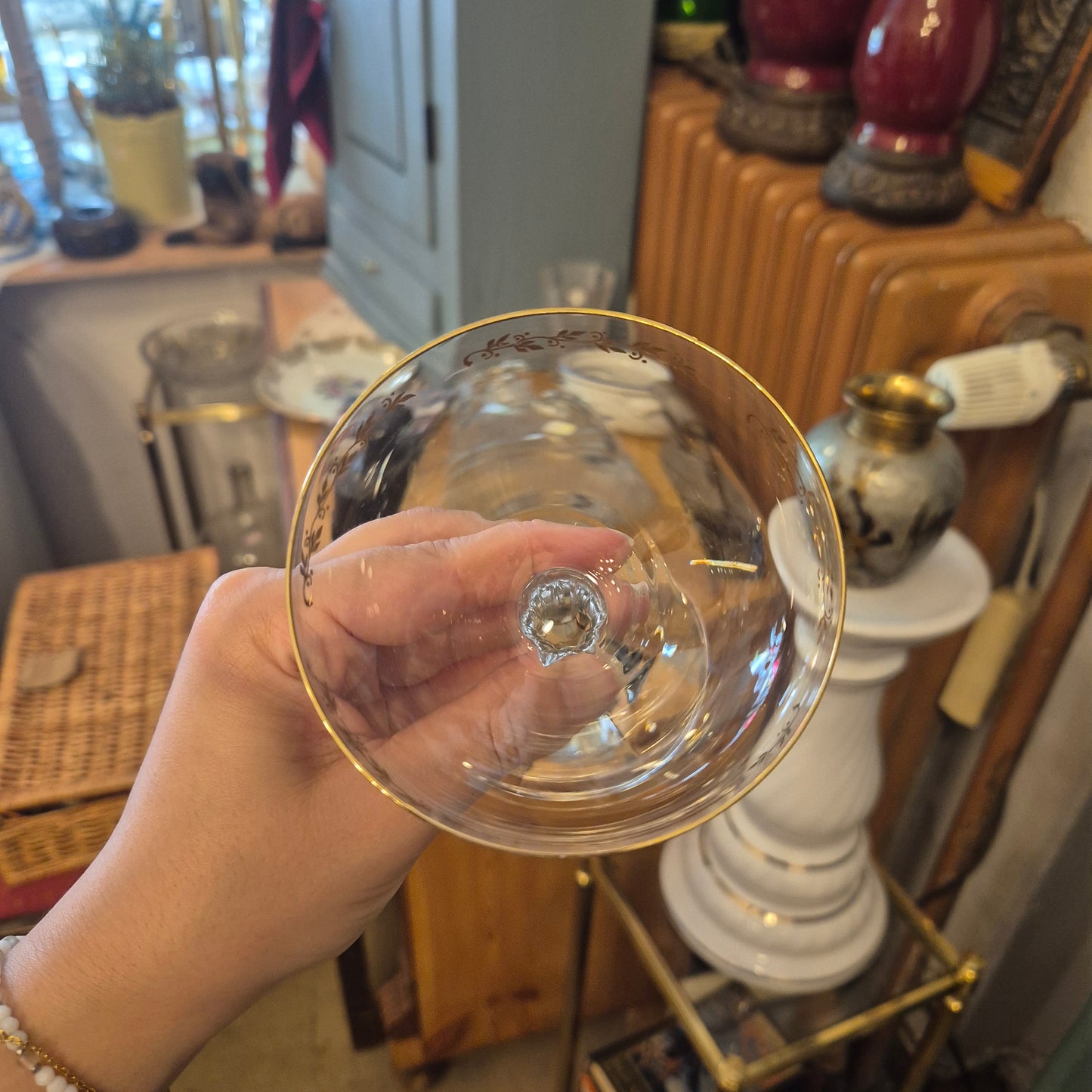 5x alte 60er Jahre Weingläser goldrand transparent zeitlos schön!