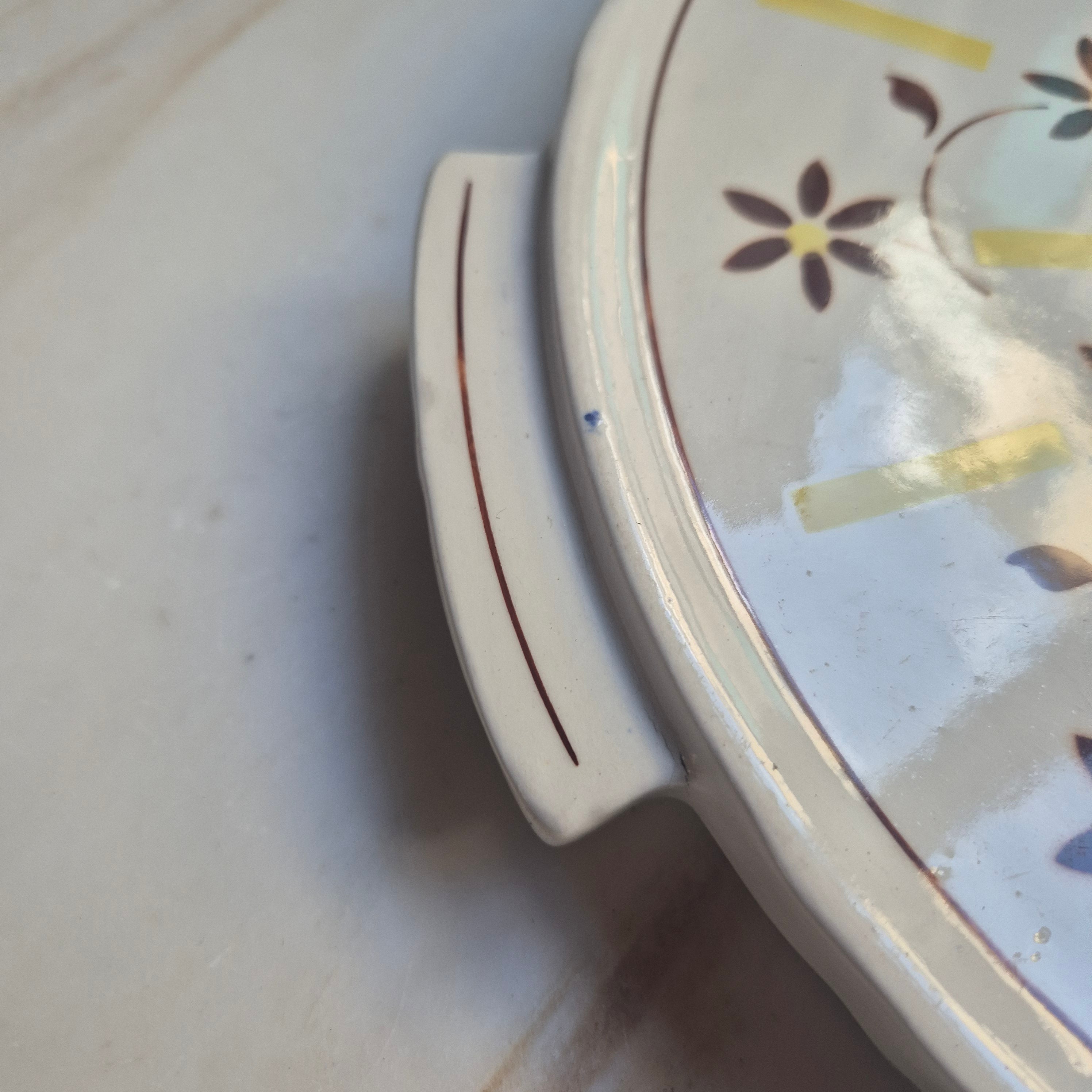 Antike Keramik Vintage Kuchenplatte / Tortenplatte  50er/60er Jahre Landhaus
