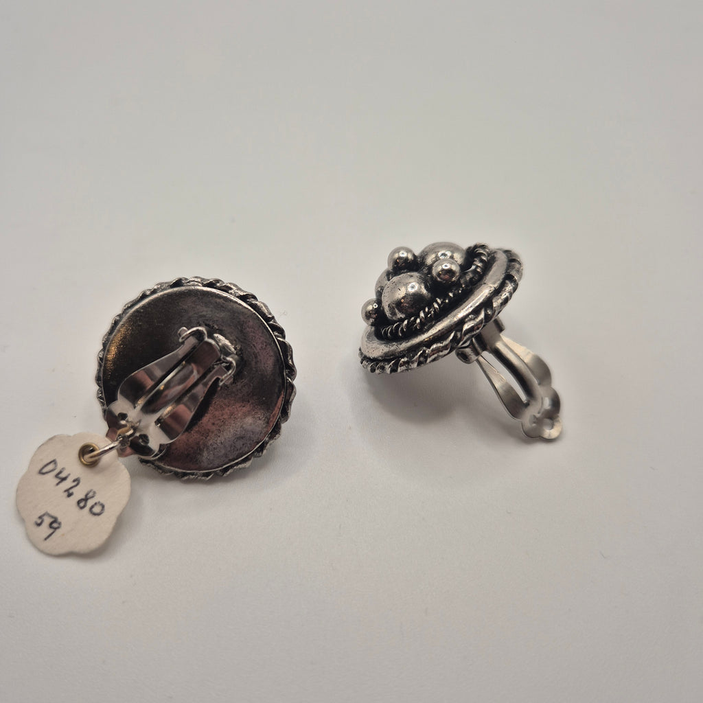 Vintage 50er Jahre Massive Runway Ohrringe / Made in West Germany Statement Clips Silber