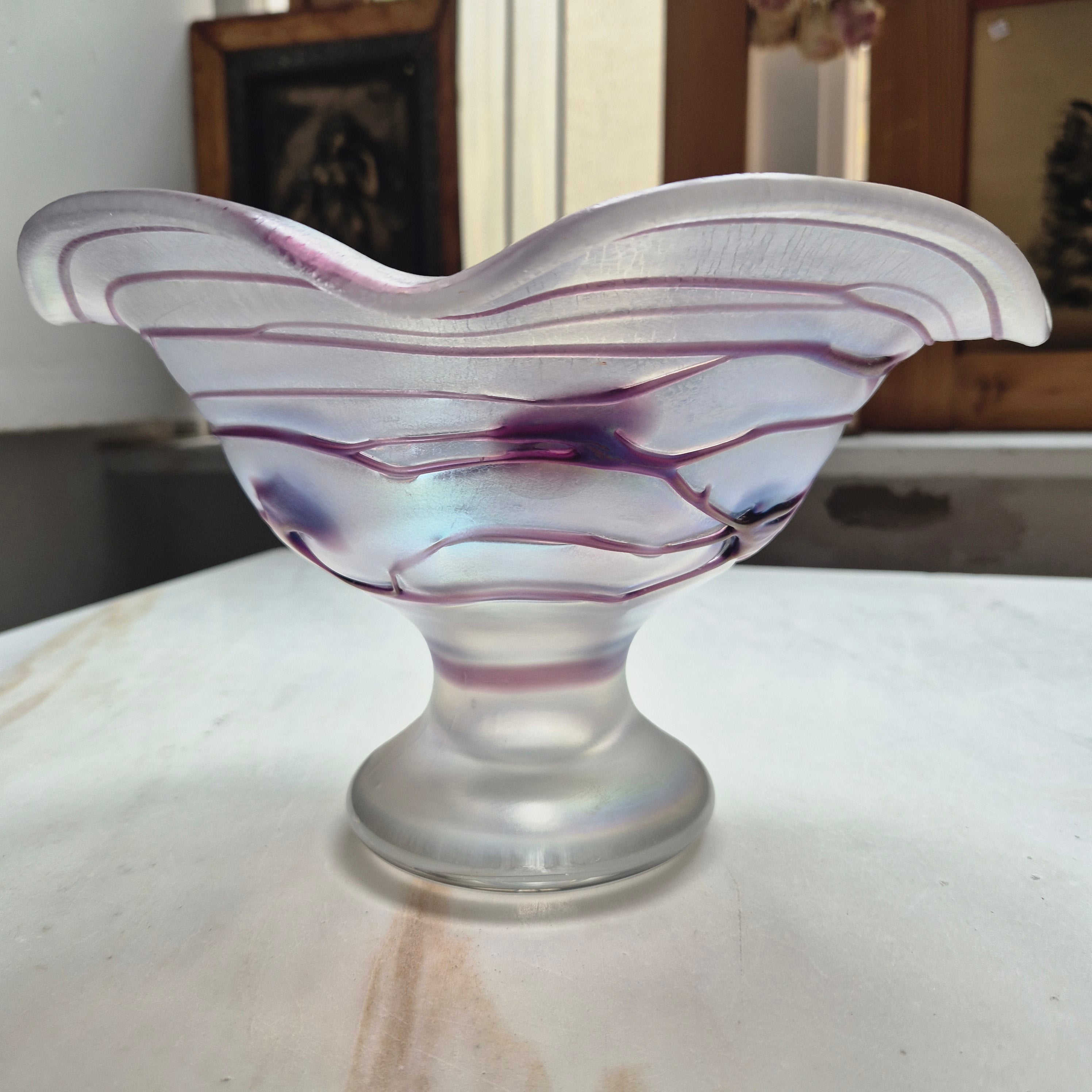 Vintage Jugendstil Glas Schale von Freiherr für Poschinger