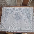 Antikes Überhandtuch Gardine blau weiß handmade 80x109cm Mini Stockflecken und Monogram M.S.