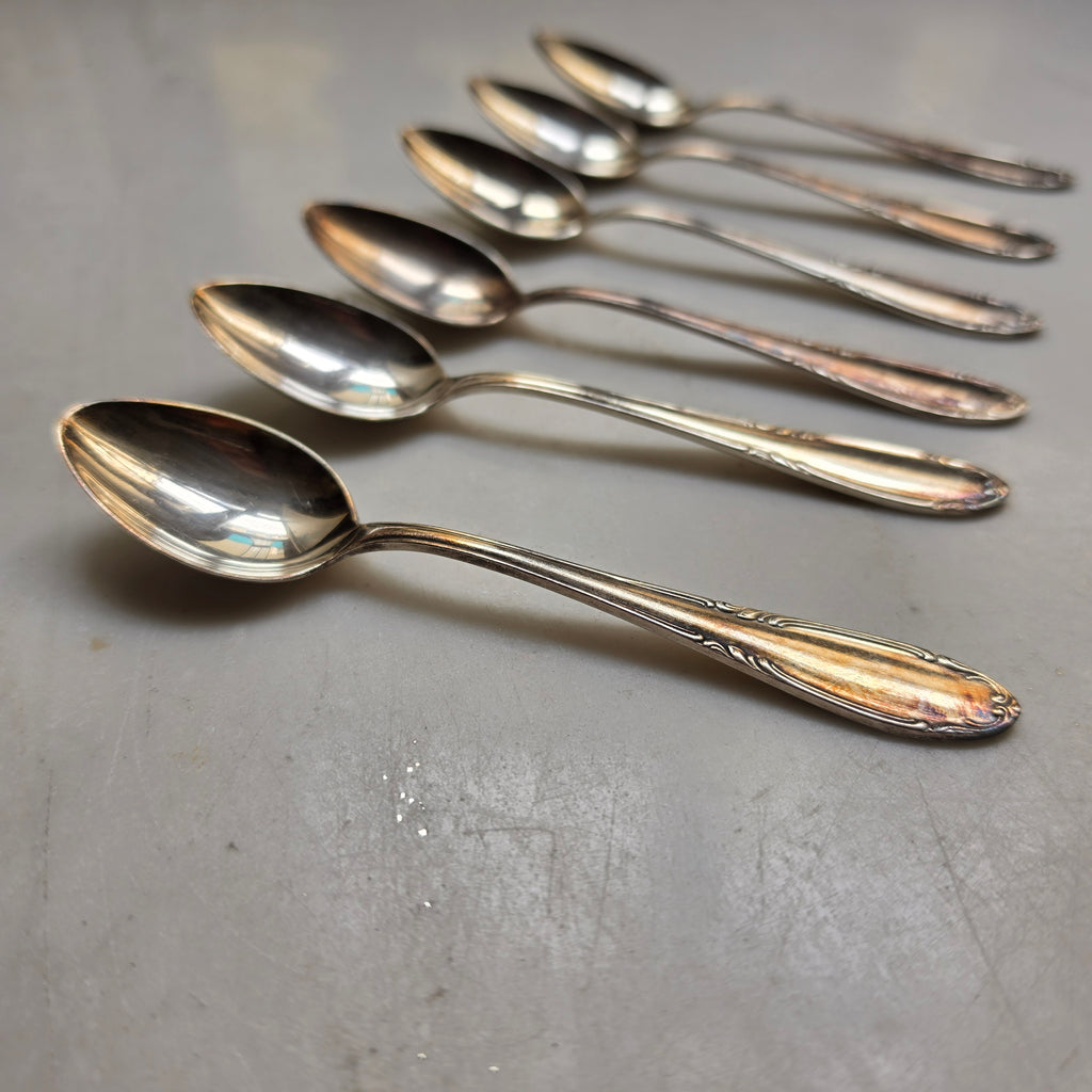 6er Set Antike Kaffeelöffel - Teelöffel – Versilbert mit eleganter Ornament-Prägung