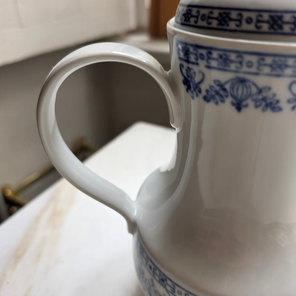 Große Vintage Kahla Zwiebelmuster Tee Kaffeekanne Kanne Vintage blau weiß