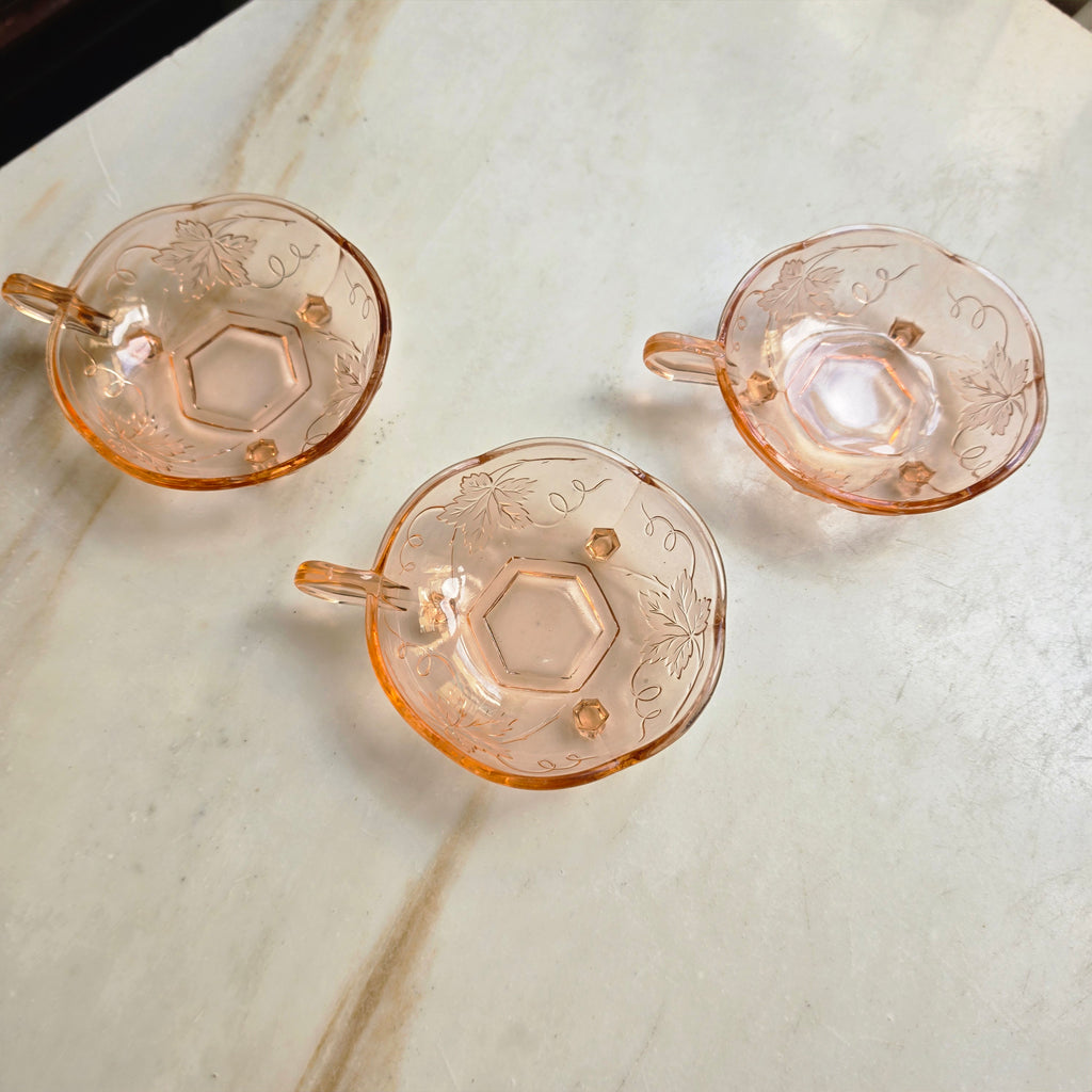 3x Rosalin Glasschalen mit Henkel- im Art-Déco-Stil
