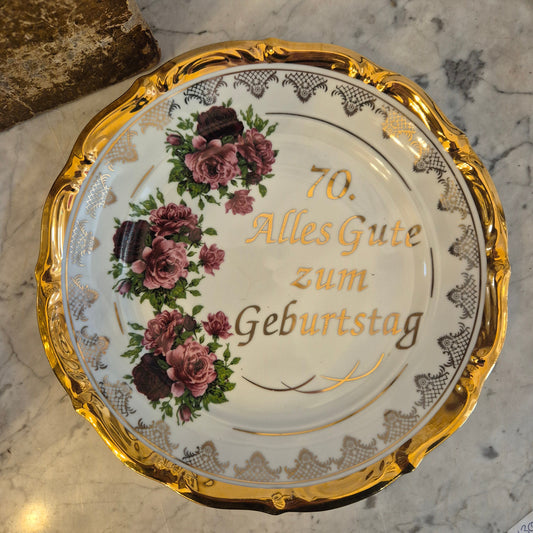Vintage Porzellan Teller Alles gute zum 70. Geburtstag Erinnerung Geschenk
