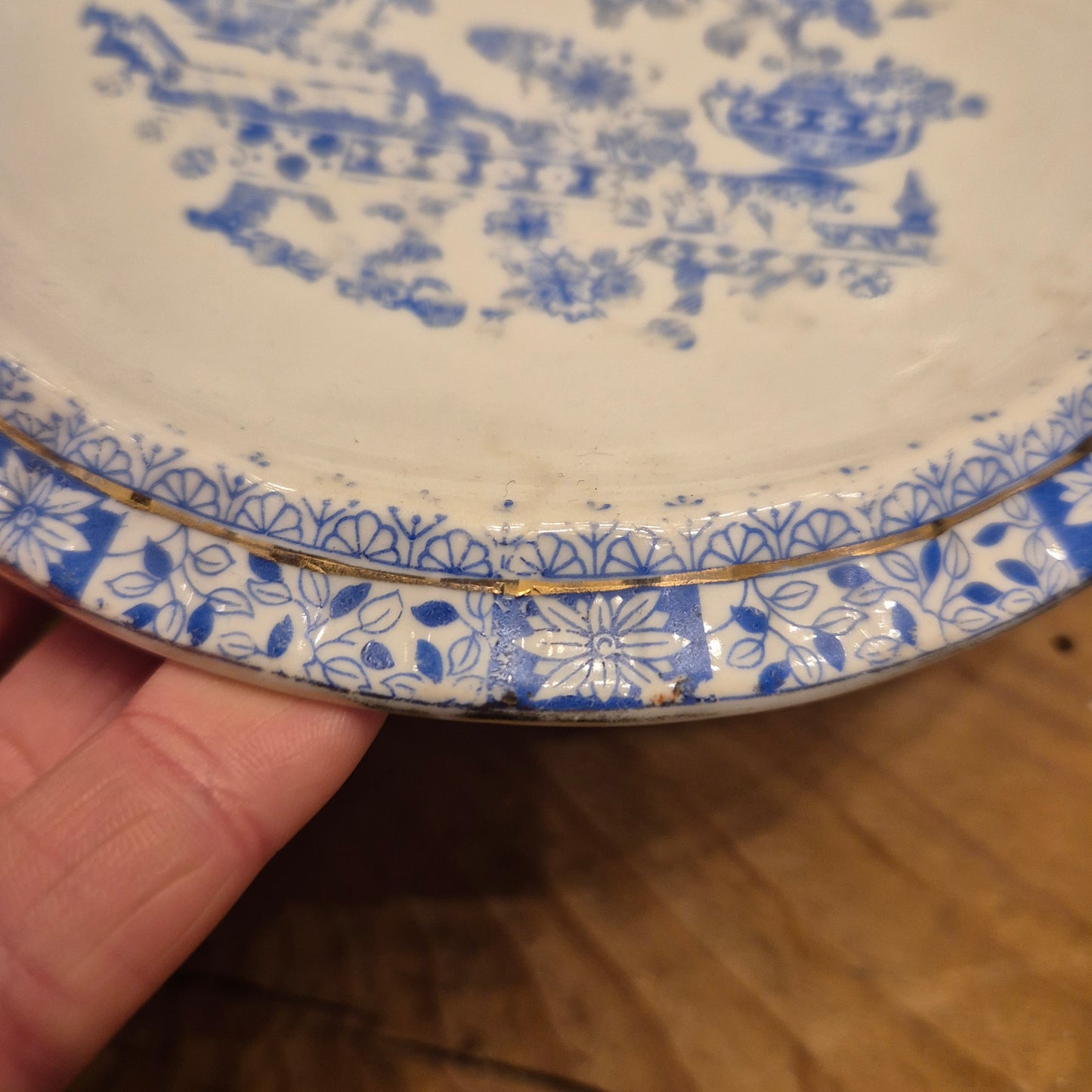 Antiker Kannen Untersetzer China-Blau Porzellanblau weiß wie Sorau