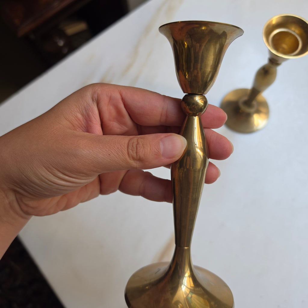 2x Vintage Messing Kerzenständer Set – Elegante Tafeldekoration