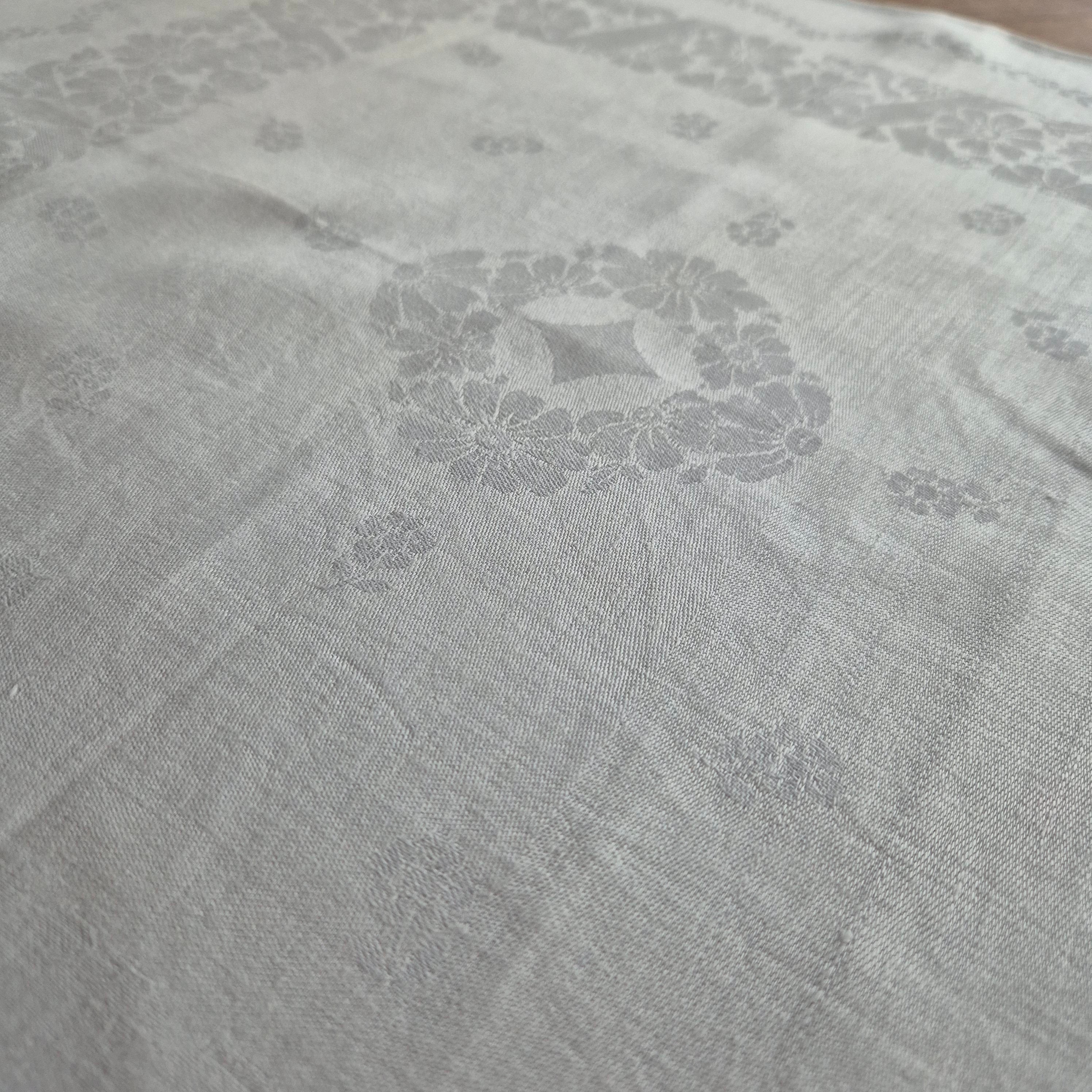 Antike Jugendstil Serviette Damast Baumwolle Monogramm B.B weiß