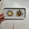 Vintage Serviertablett mit botanischem Früchte-Motiv – Keramik, rechteckig