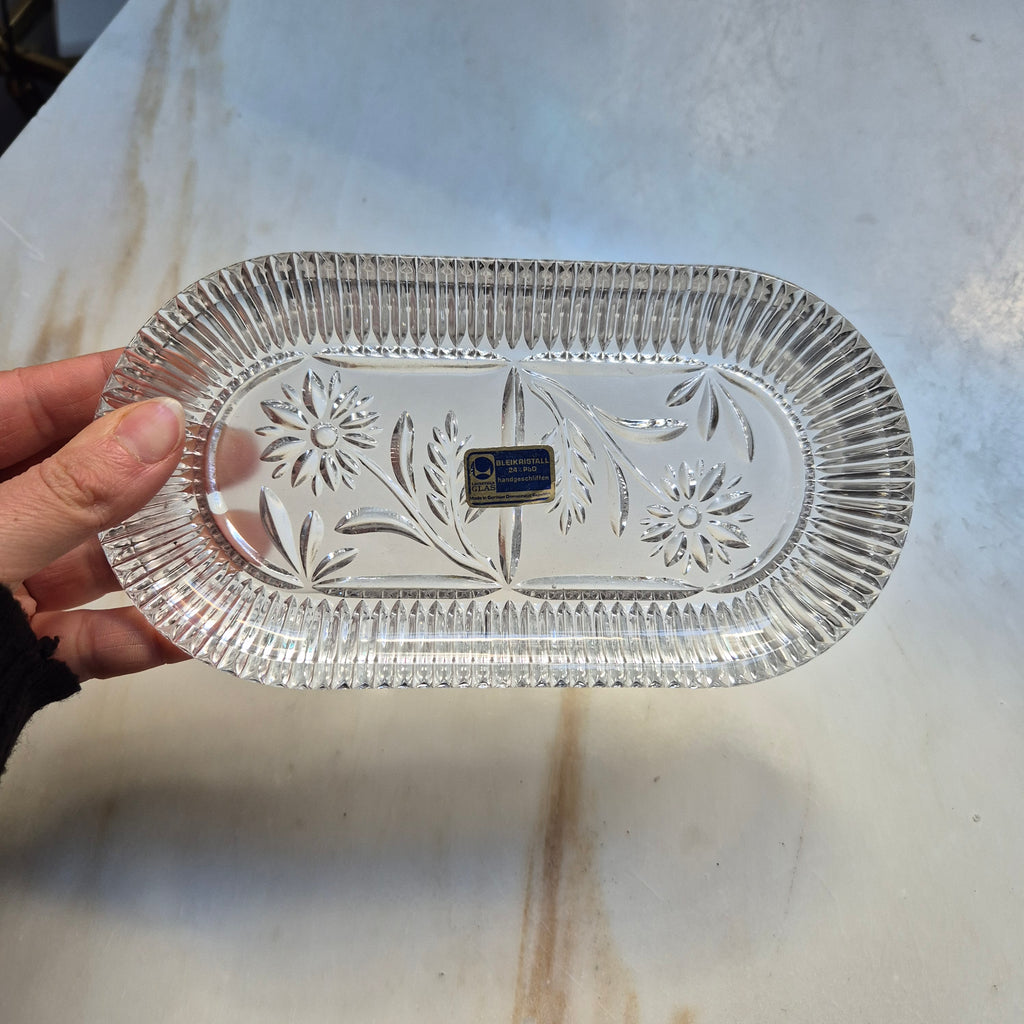 Kleine Vintage DDR Bleikristall Servierplatte Tellerchen Oval
