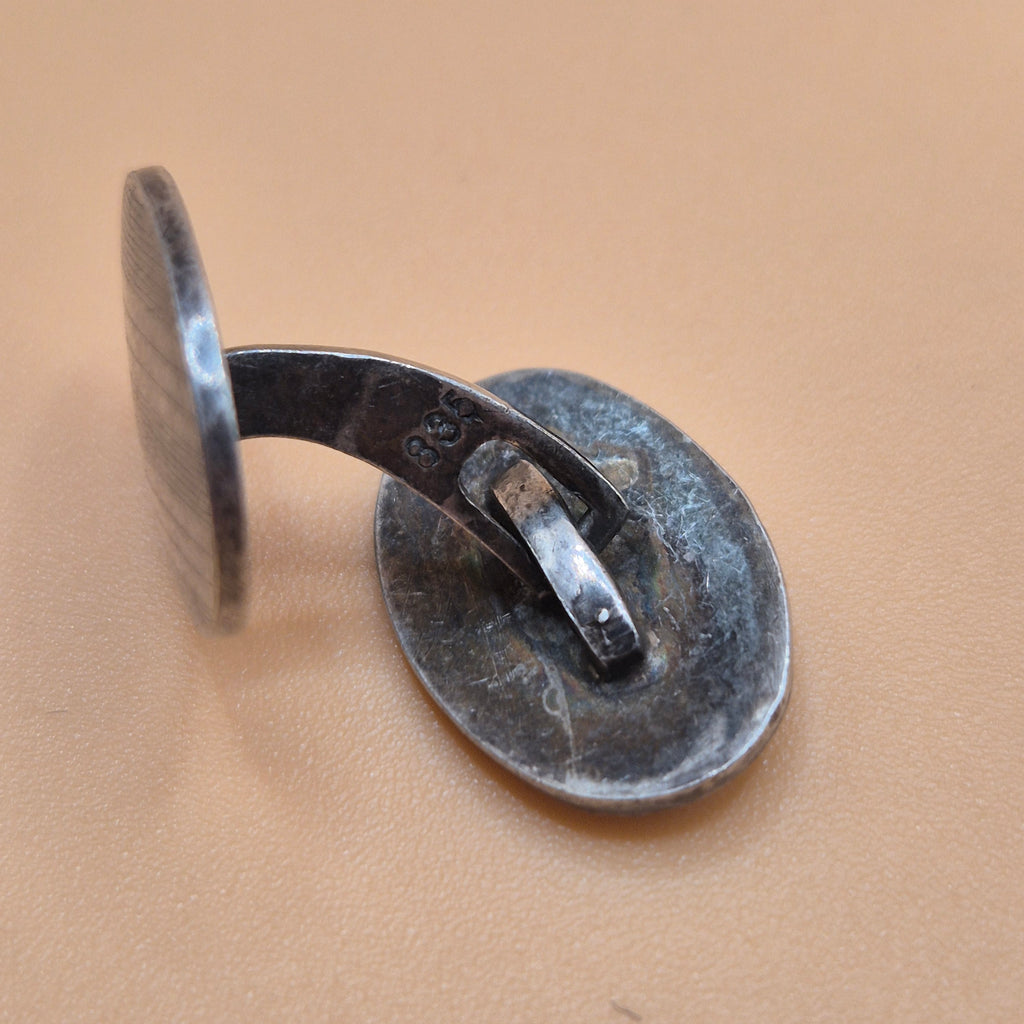 Vintage alte Manschettenknöpfe 835 echt Silber oval zum Aufpolieren!