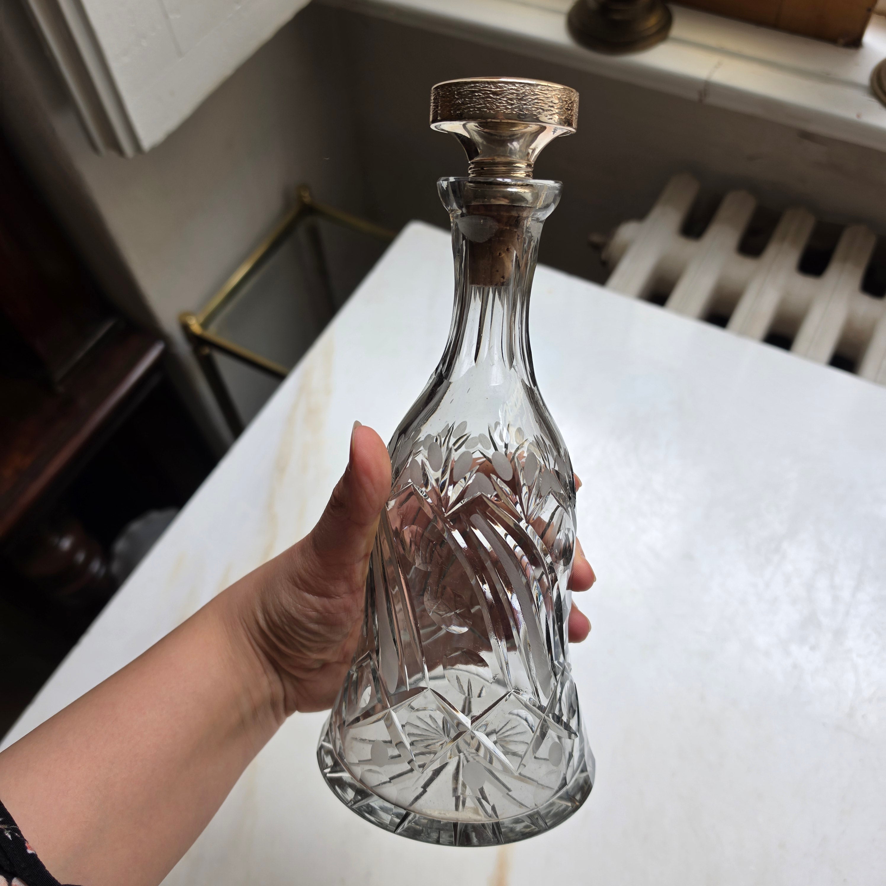 Antike edle 50er Jahre Karaffe Glas für Wein Wie Kristall