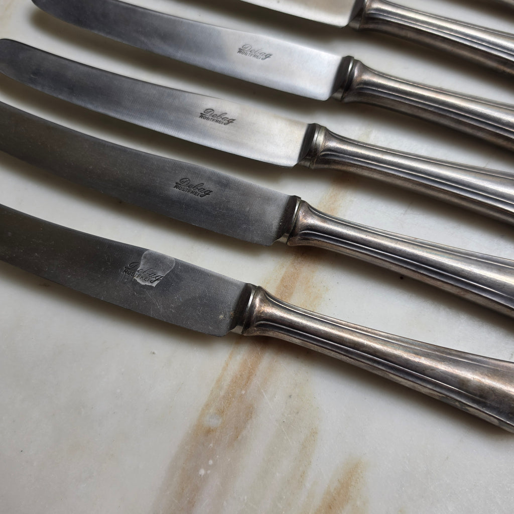 11x Antike Debag Rostfrei Messer sehr lang 40er Jahre versilbert 90 - zum aufpolieren!
