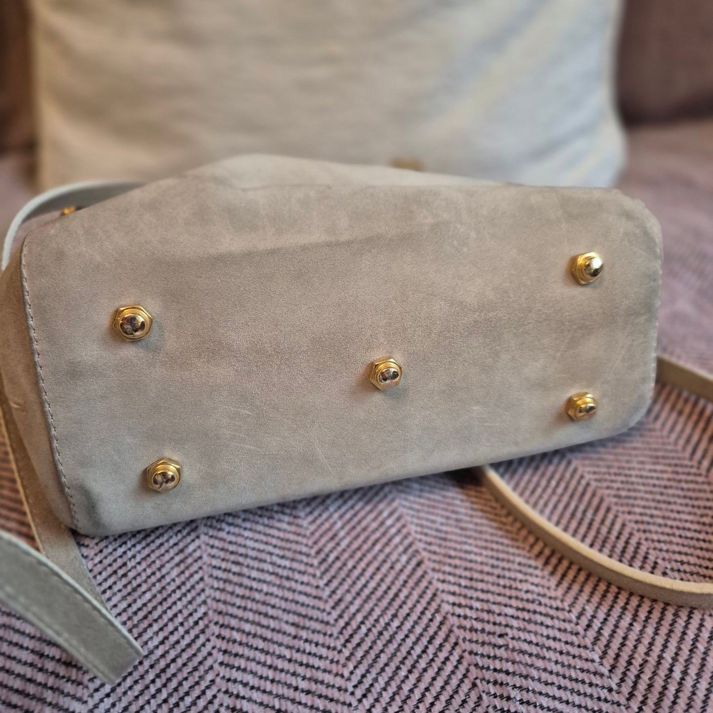 Edle 90er Jahre Alexander NICOLETTE Vintage Tasche | Grau Gold | Wappen-Logo