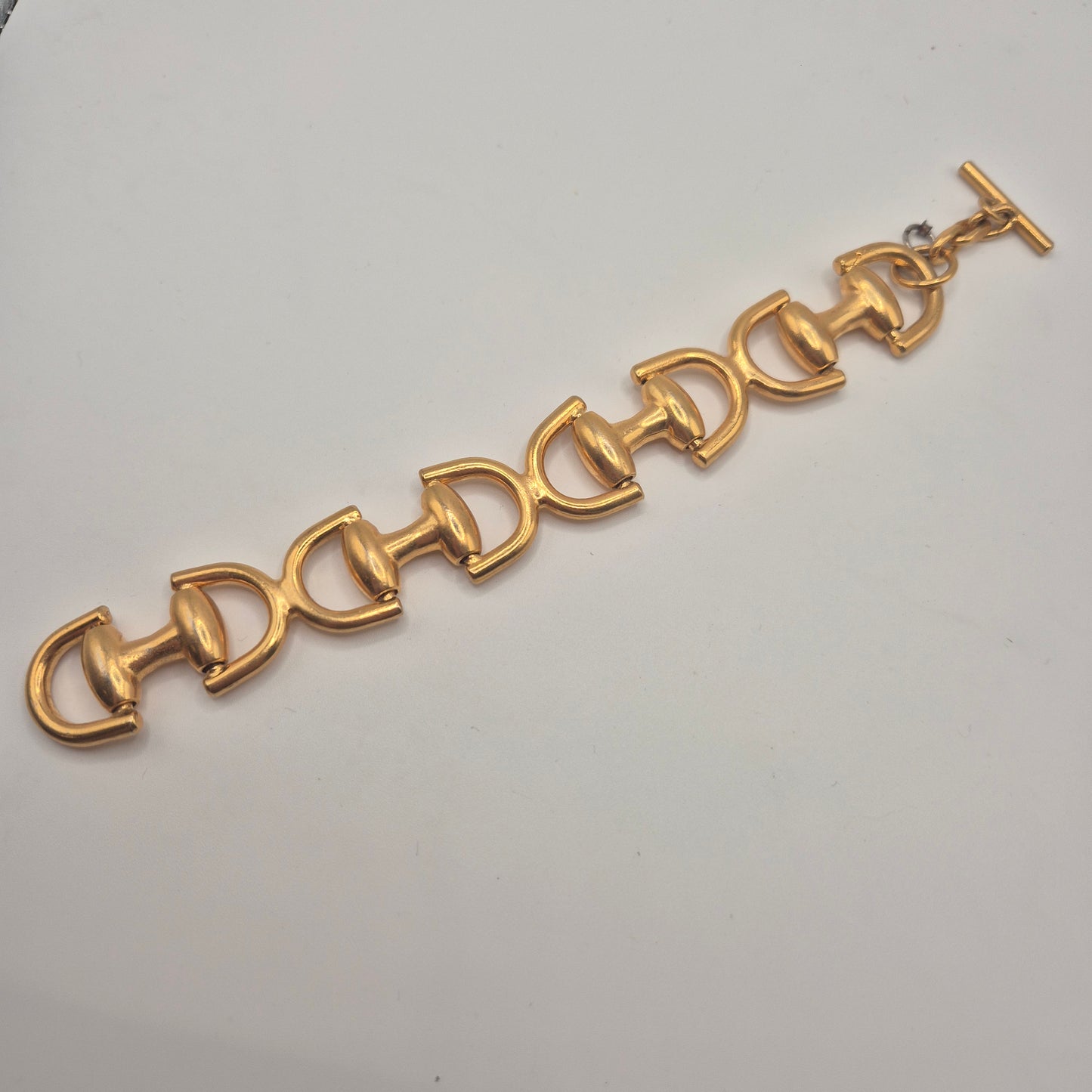 Goldenes Vintage Armband massiv Metall Statement 80er Jahre Anker