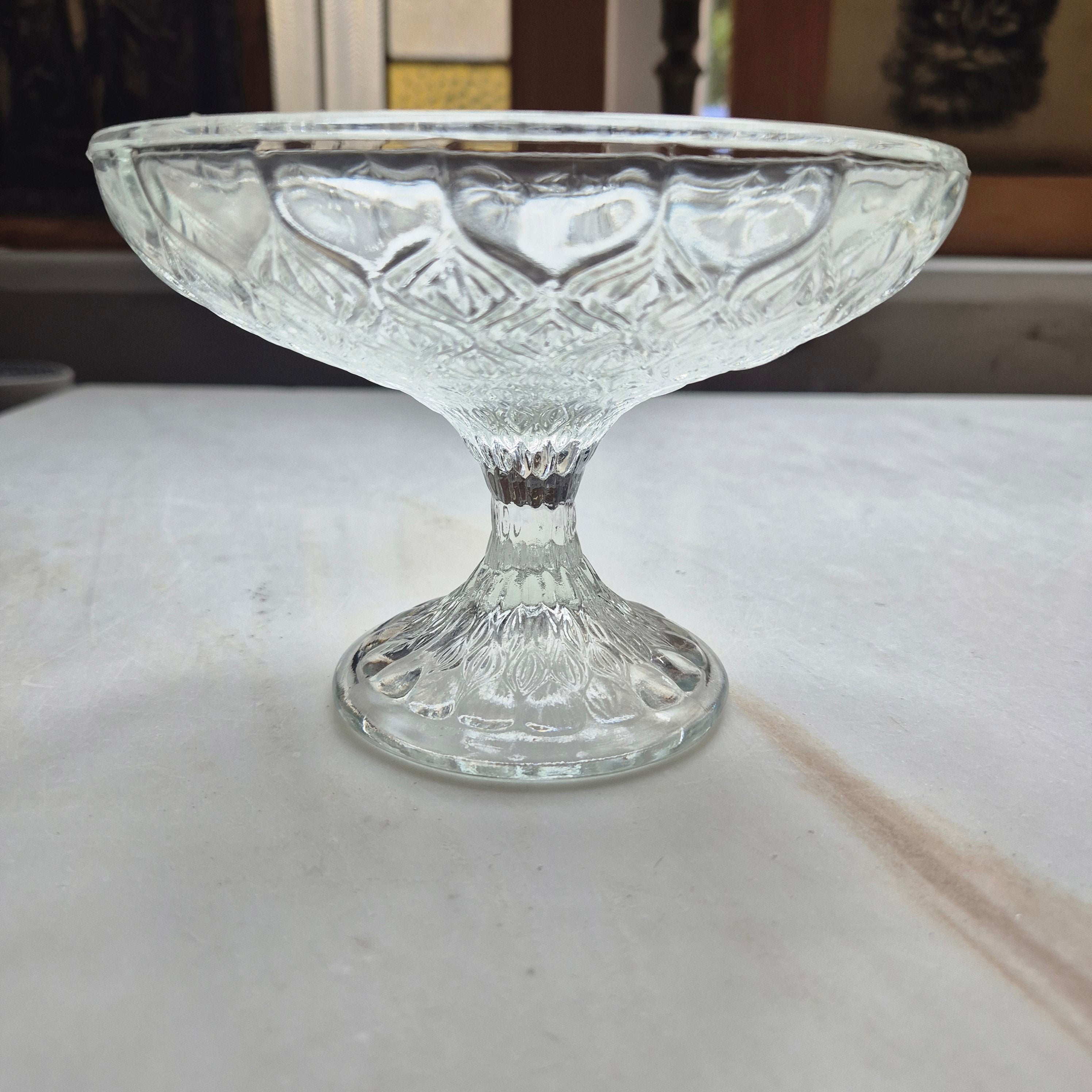 Vintage Glas Schale auf Fuß - Etagere Servierschale