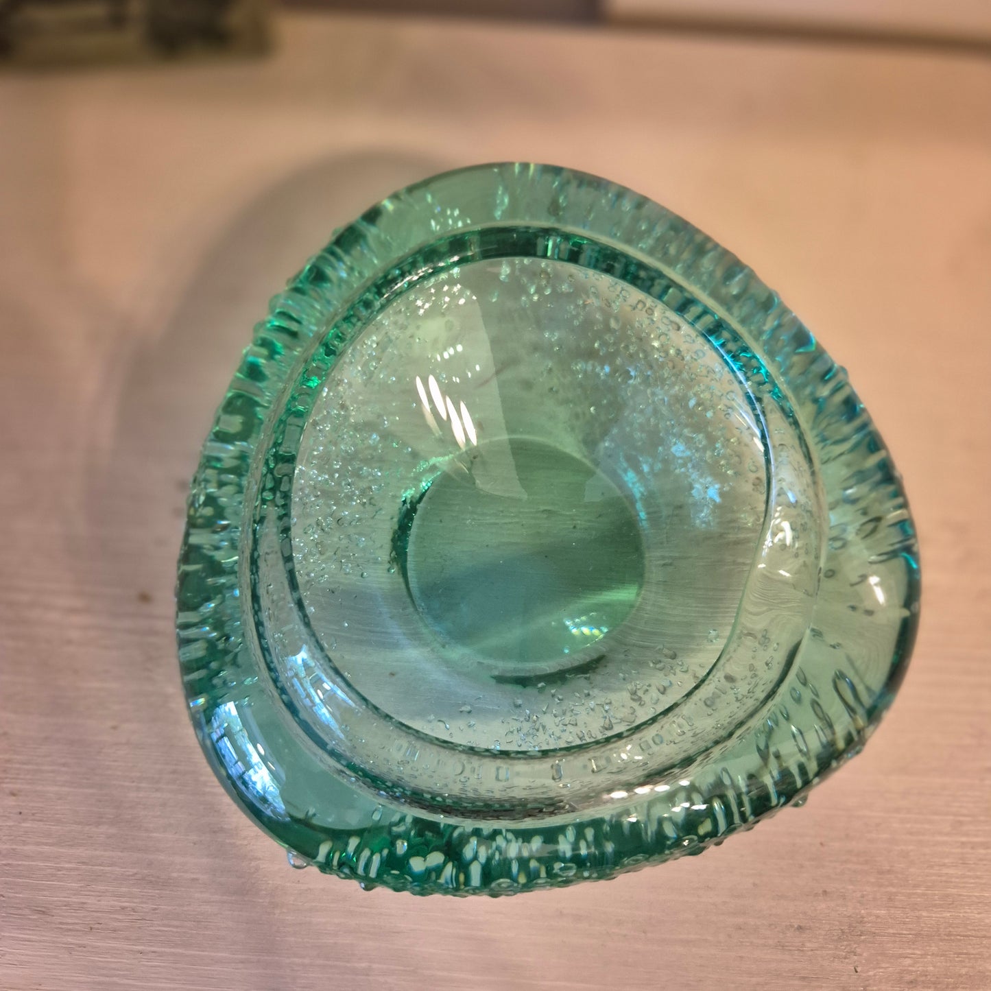 Vintage Aschenbecher grün Space Glaskunst DDR