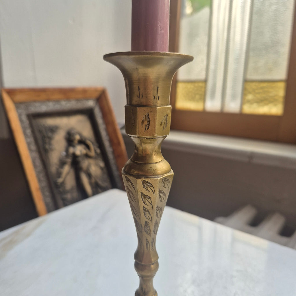 2x Vintage Indische Messing Kerzenhalter