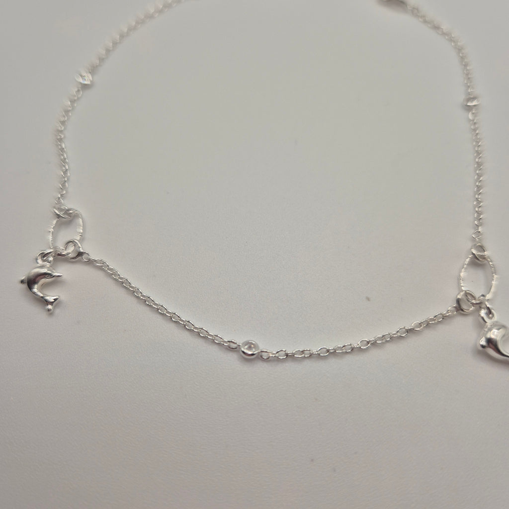 Zartes Fußkettchen Silber 925 Delfin