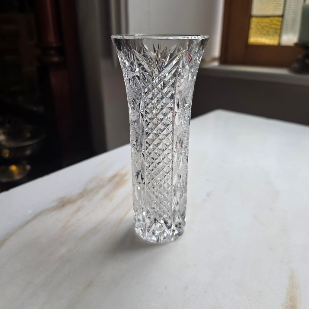 Elegante Kristallglas-Tischvase mit Brillantschliff – Vintage Deko