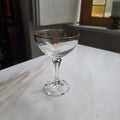 Edle Kristall-Champagnerschale mit Goldverziehrung – Mid-Century Vintage