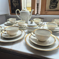 Antikes KPM Krister Kaffeeserviece elfenbeinton mit Goldrand