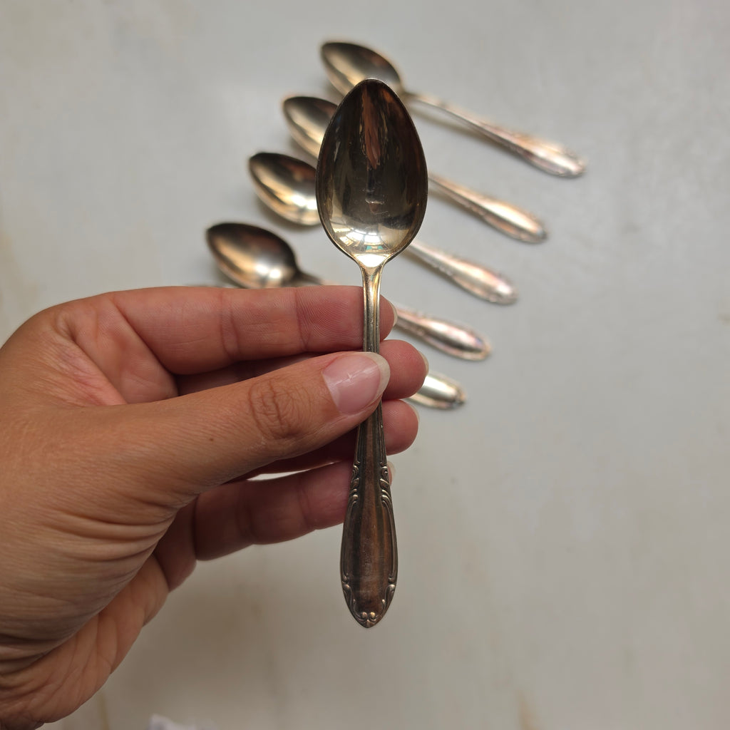 6er Set Antike Kaffeelöffel - Teelöffel – Versilbert mit eleganter Ornament-Prägung