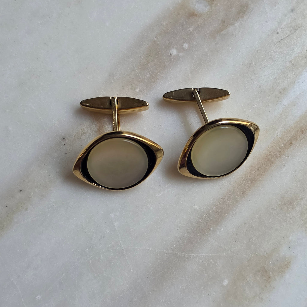 Vintage Manschettenknöpfe in Goldoptik mit Perlmuttschimmer – Eleganter Hemden-Schmuck für Herren