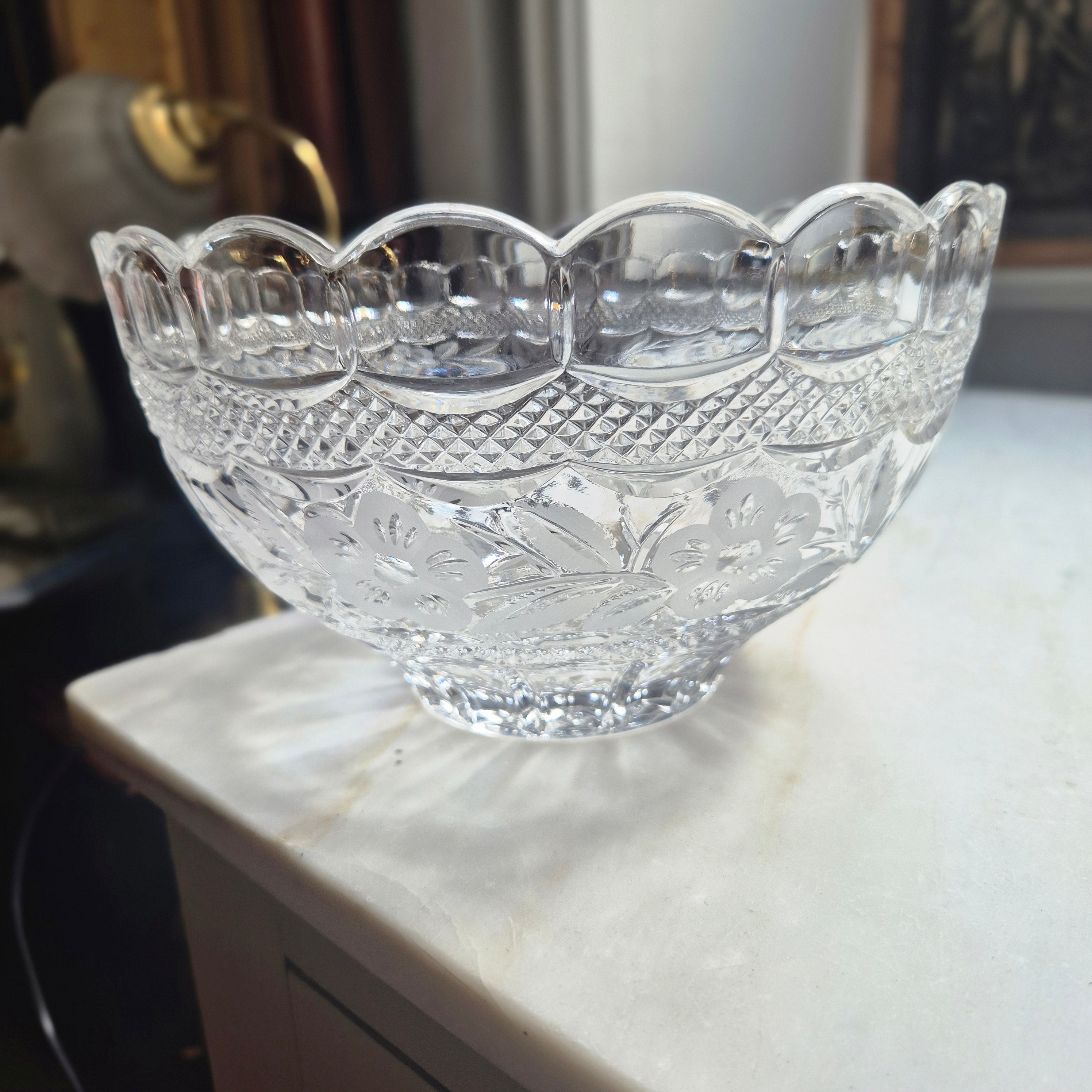 Vintage Glas Schale Obstschale Salat Kristalloptik