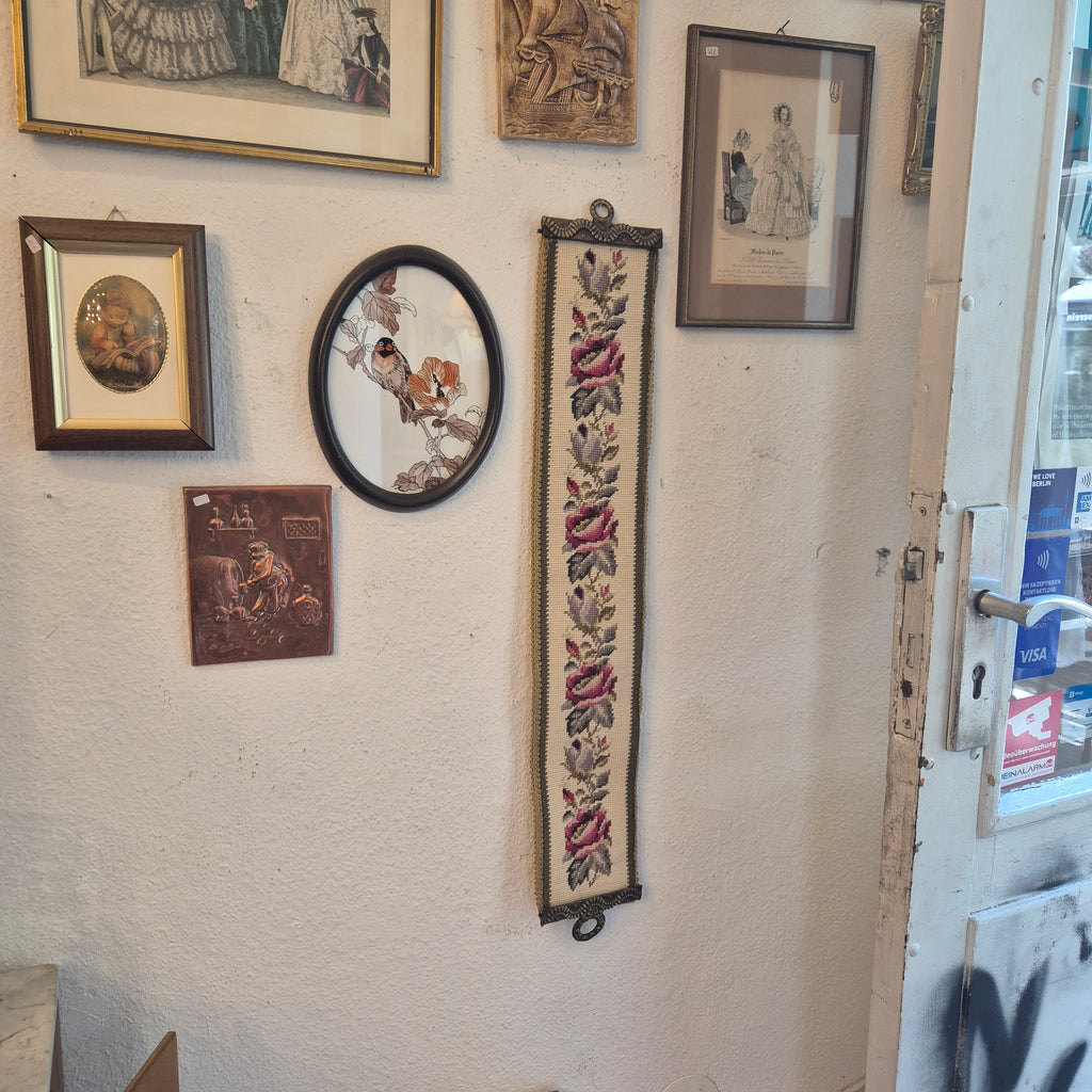 Wandbehang im Gobelin Stil echte Handarbeit Tapisserie Bildwirkerei Vintage 60er Jahre