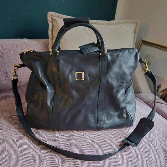 Seltene Vintage LOEWE Nappa Leder Shopper / Tote – 90er Jahre – Schwarz