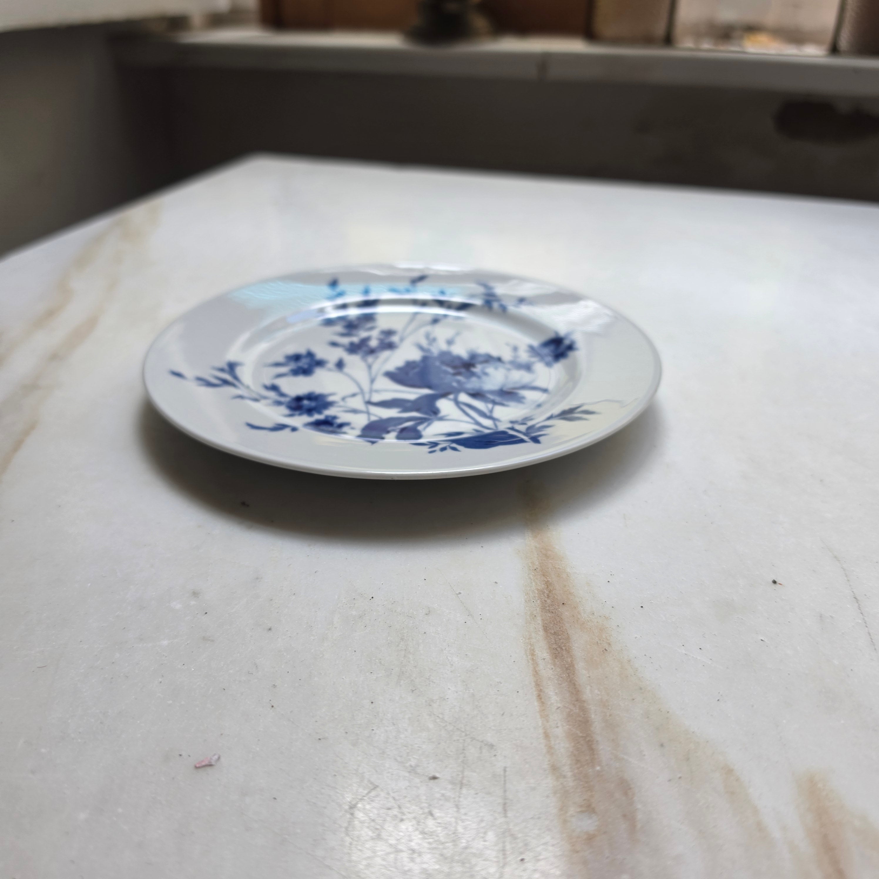 Alter Kuchenteller Porzellan GDR Echt Kobalt Jlmenau Blaue Blume