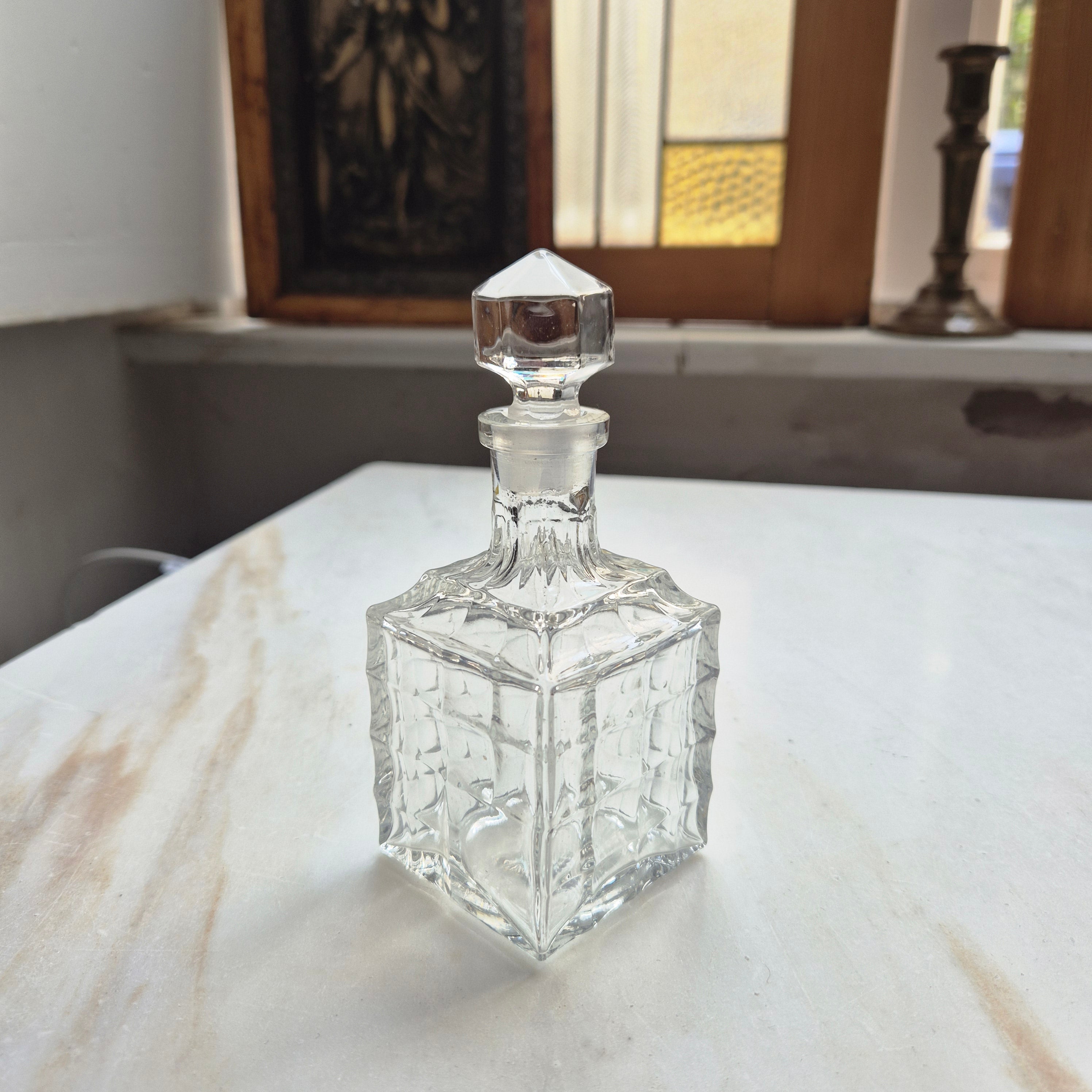Kleine Vintage Glas Karaffe mit Stopfen