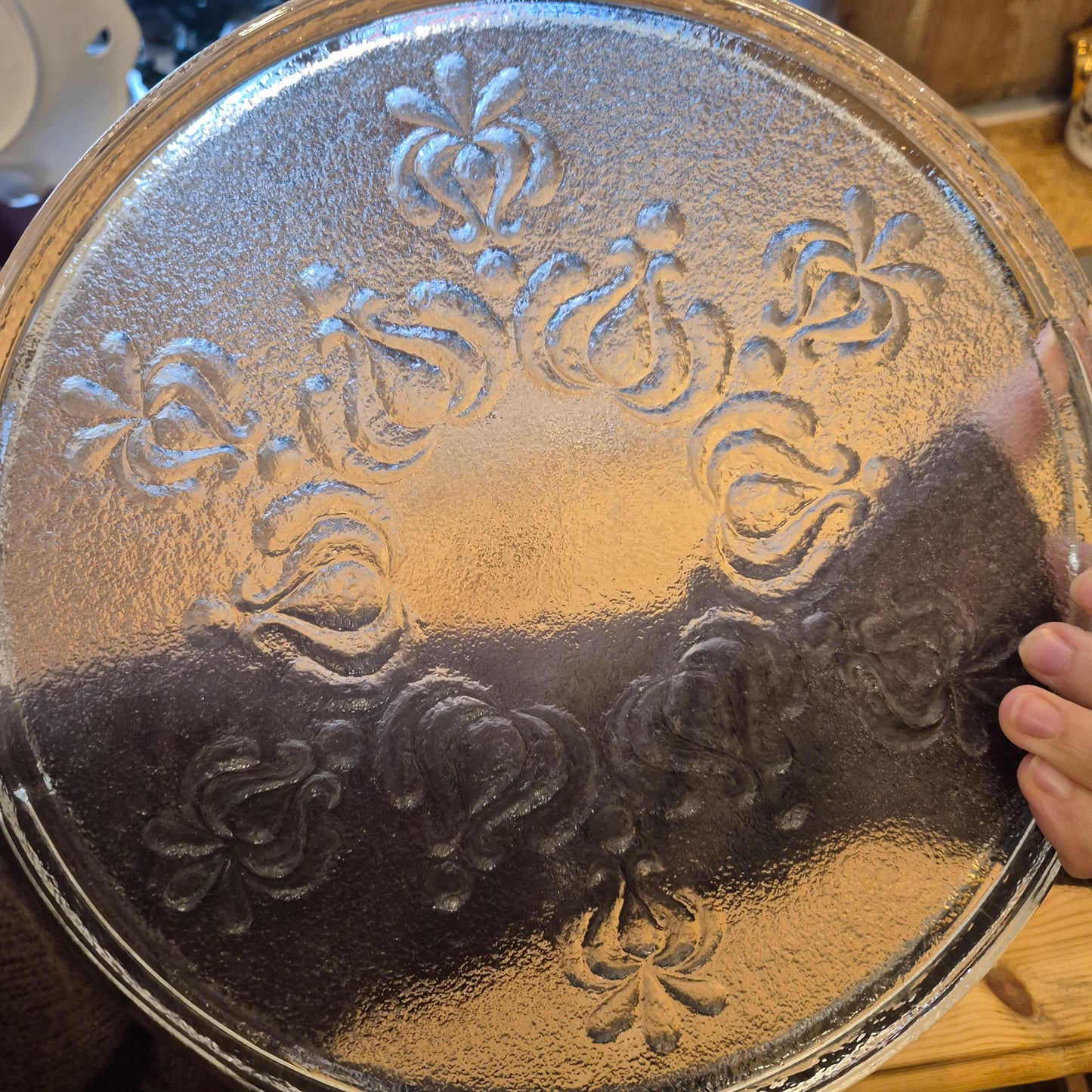 Vintage Bleikristall Kuchenplatte/Tortenplatte 60er Jahre mit Muster Ornamenten