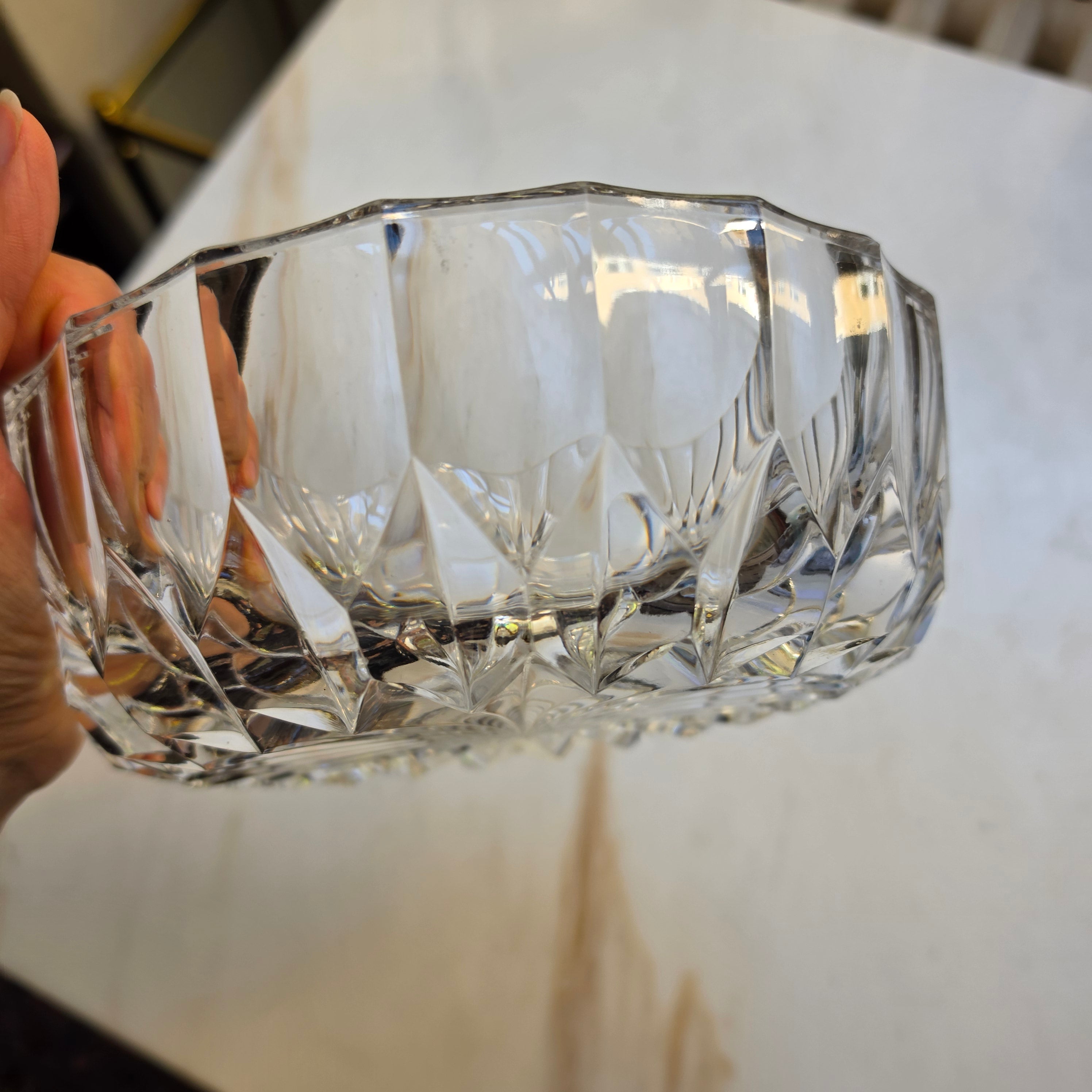 Vintage Glasschale in Kristalloptik für Obst oder Nascherein
