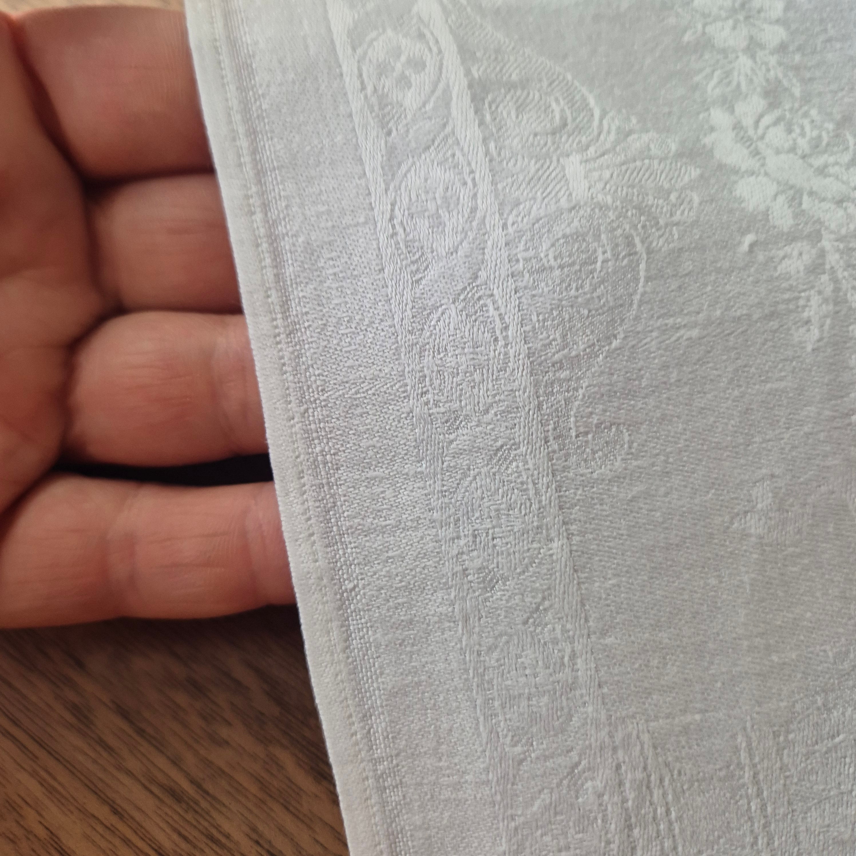 Antike Jugendstil Serviette oder Mitteldecke mit Monogramm E.H
