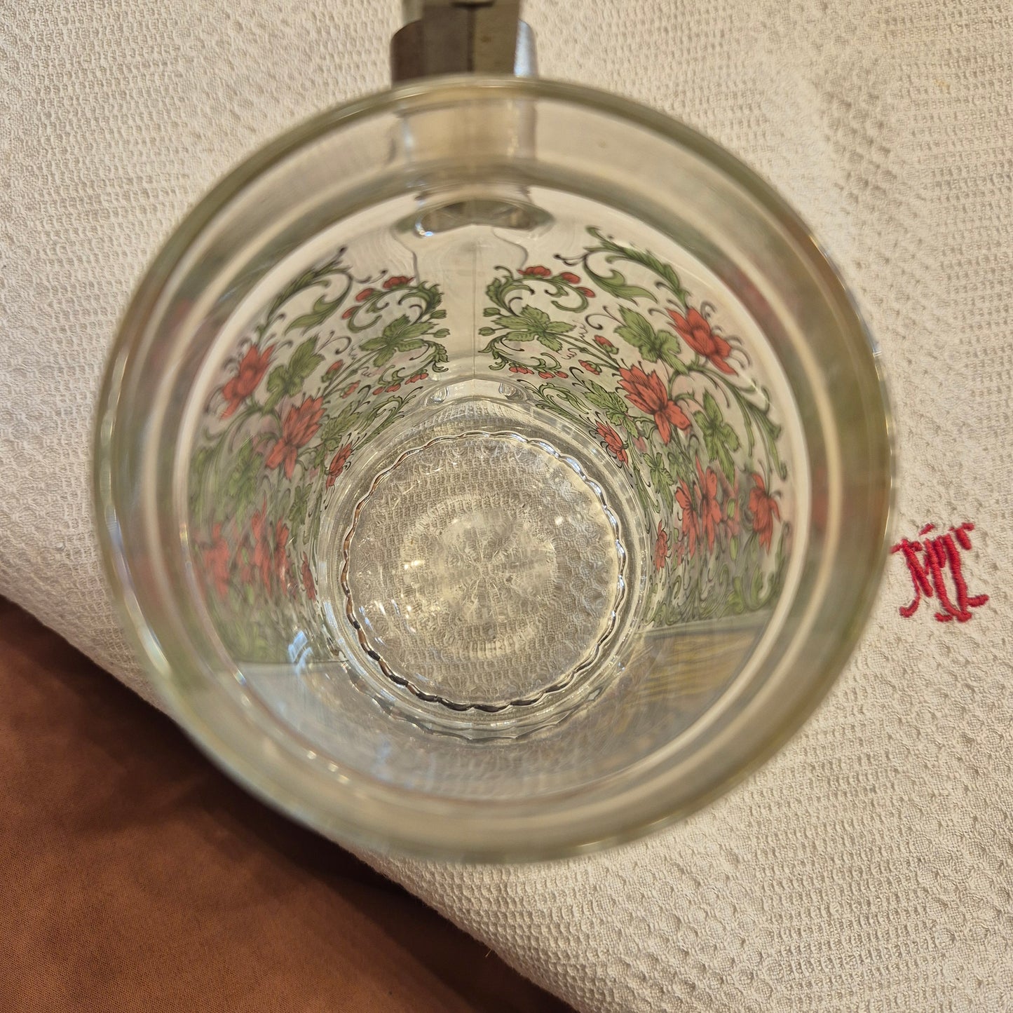 Vintage Glas Bierkrug mit Deckel Geschenk Der Schreiner Motiv
