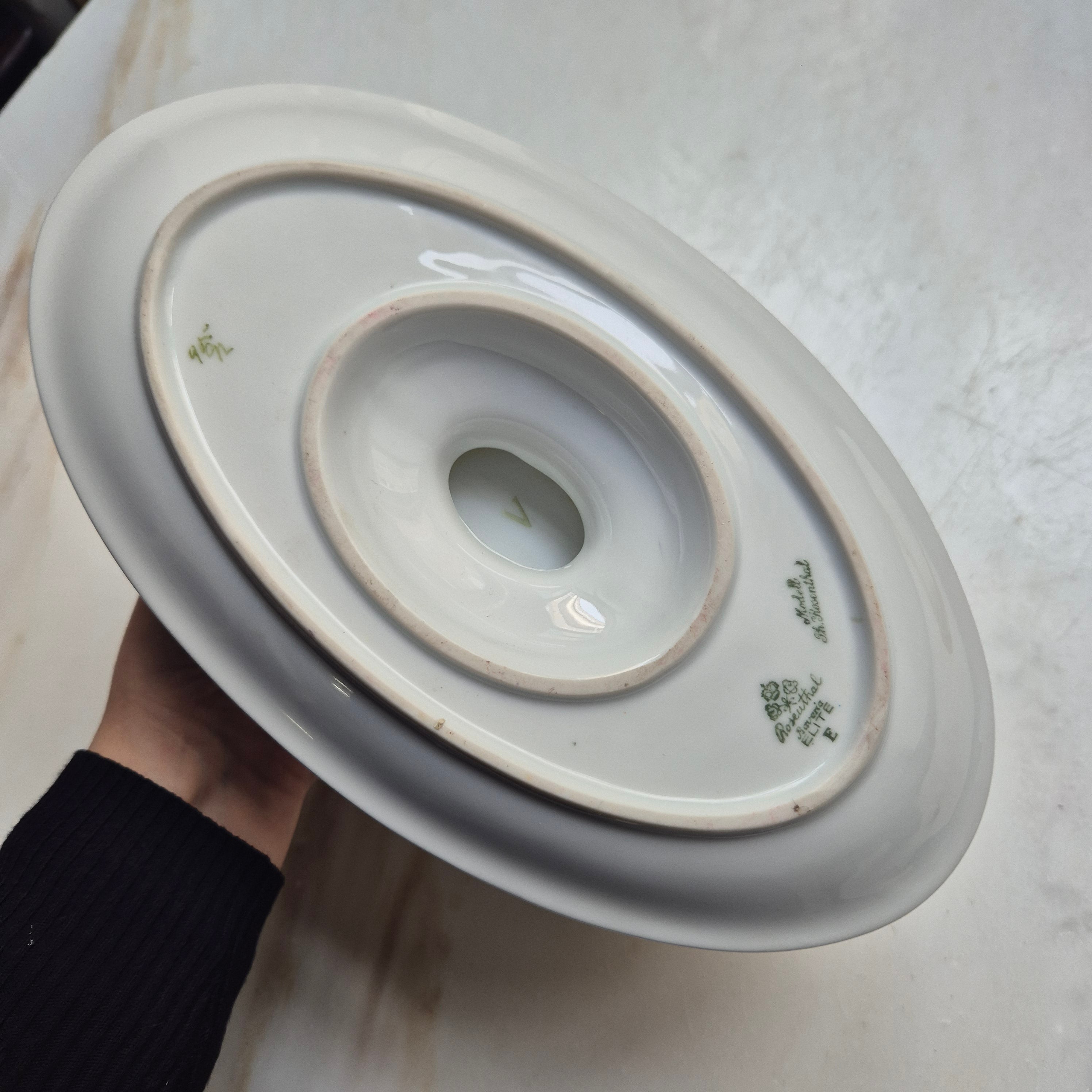 Antike Saucen Sauciere Schüssel Blumenmalerei Porzellan Goldrand Rosenthal