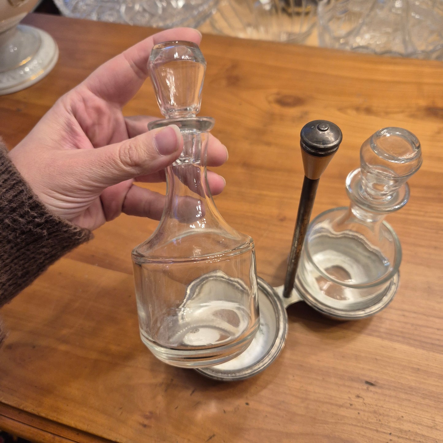 Vintage Menage für Essig und Öl 70er Jahre Karaffen