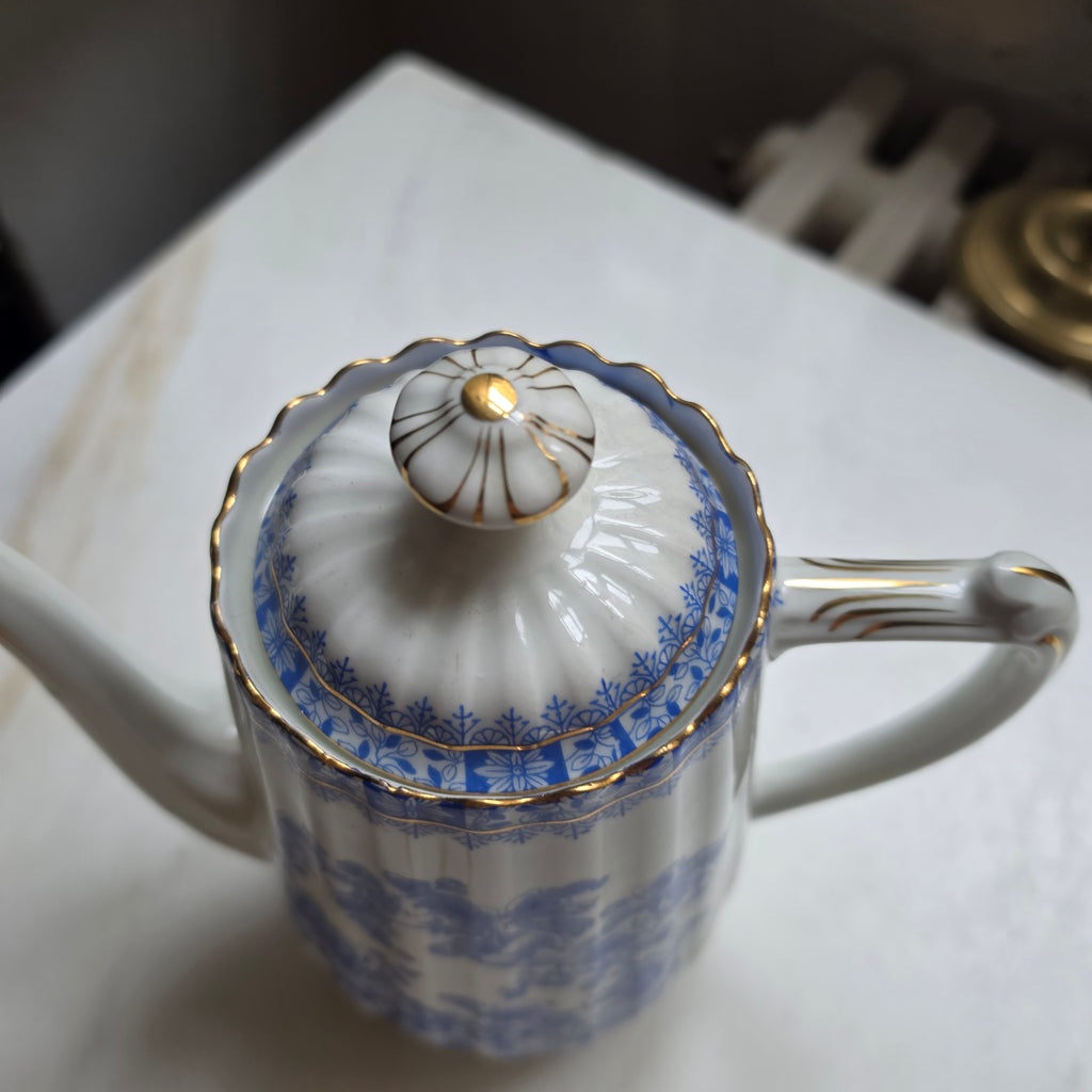 Antike Kaffeekanne Echt Tuppack China Blau Tiefenfurt Blau Weiß