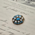 Einzigartige Art Jugendstil Vintage Brosche Antik 50er Jahre Gold unechte Perlen Blau Nummer 41
