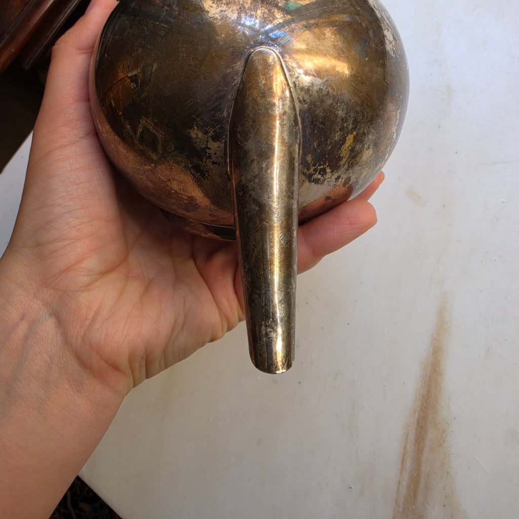 Antike Teekanne Metall im Art Deco Stil - zum Aufpolieren