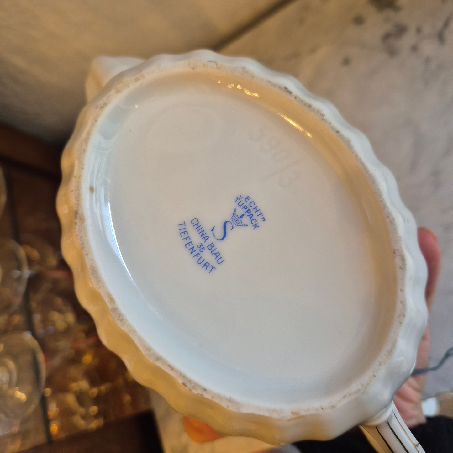 Antike Teekanne Echt Tuppack China Blau Tiefenfurt Blau Weiß