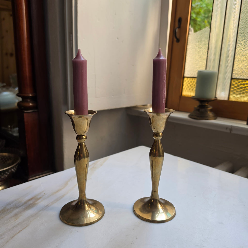 2x Vintage Messing Kerzenständer Set – Elegante Tafeldekoration