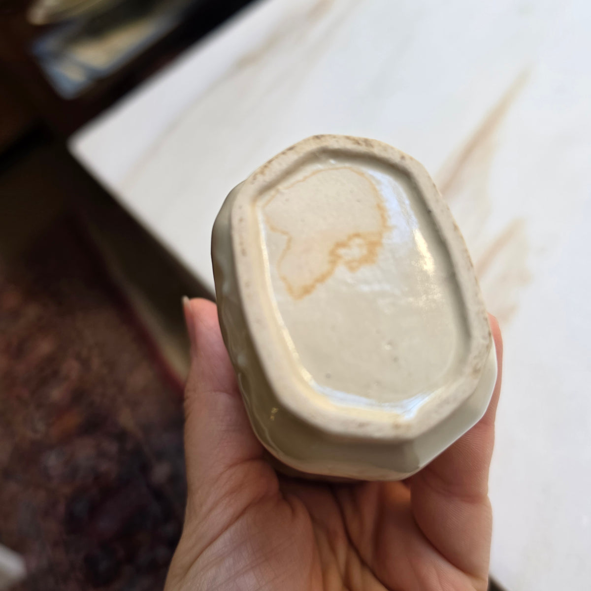 Kleine alte Vorratsdose Salz handbemalt