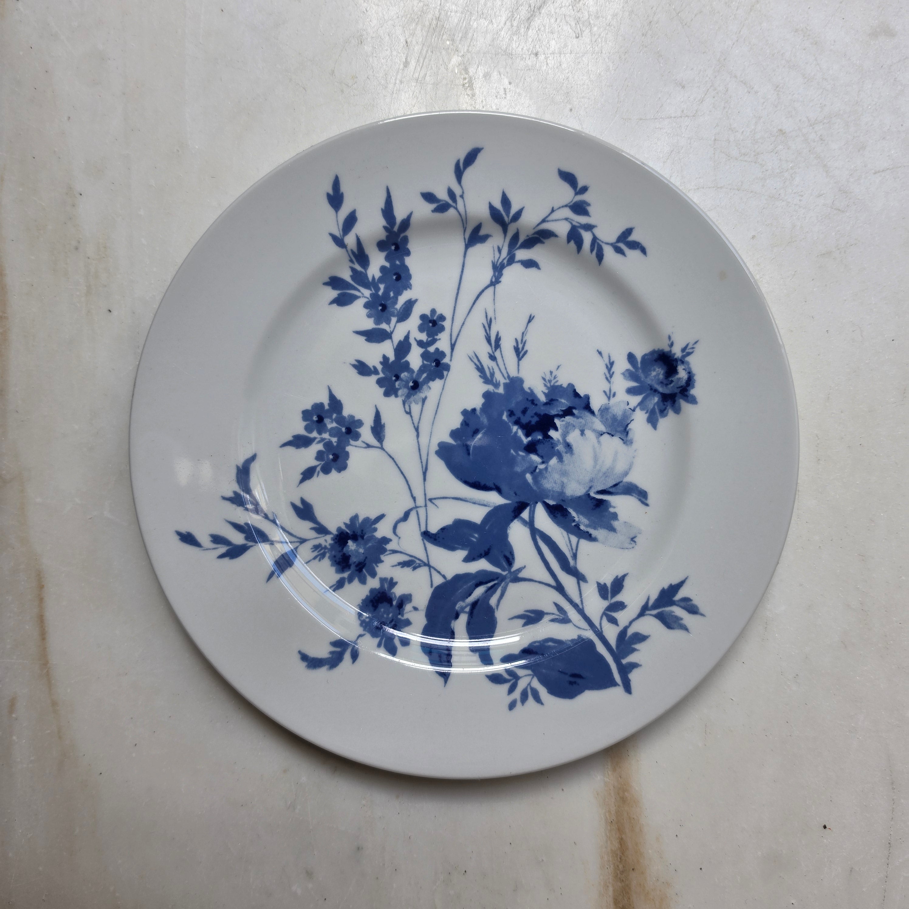 Alter Kuchenteller Porzellan GDR Echt Kobalt Jlmenau Blaue Blume