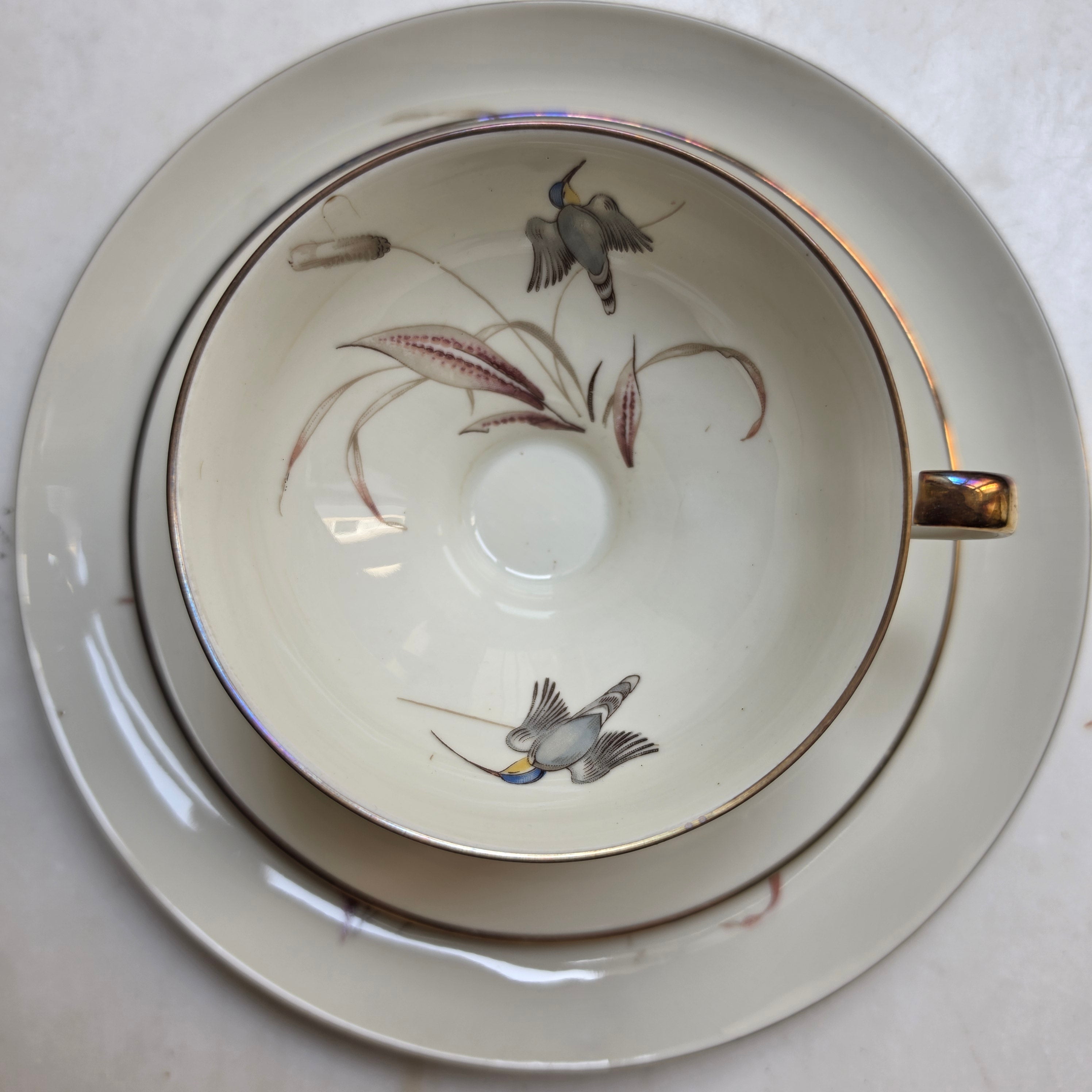Vintage Alka Bavaria 3-teiliges Kaffeeset „Kolibri“ – Edles Porzellan mit Goldrand & Kolibri-Motiv